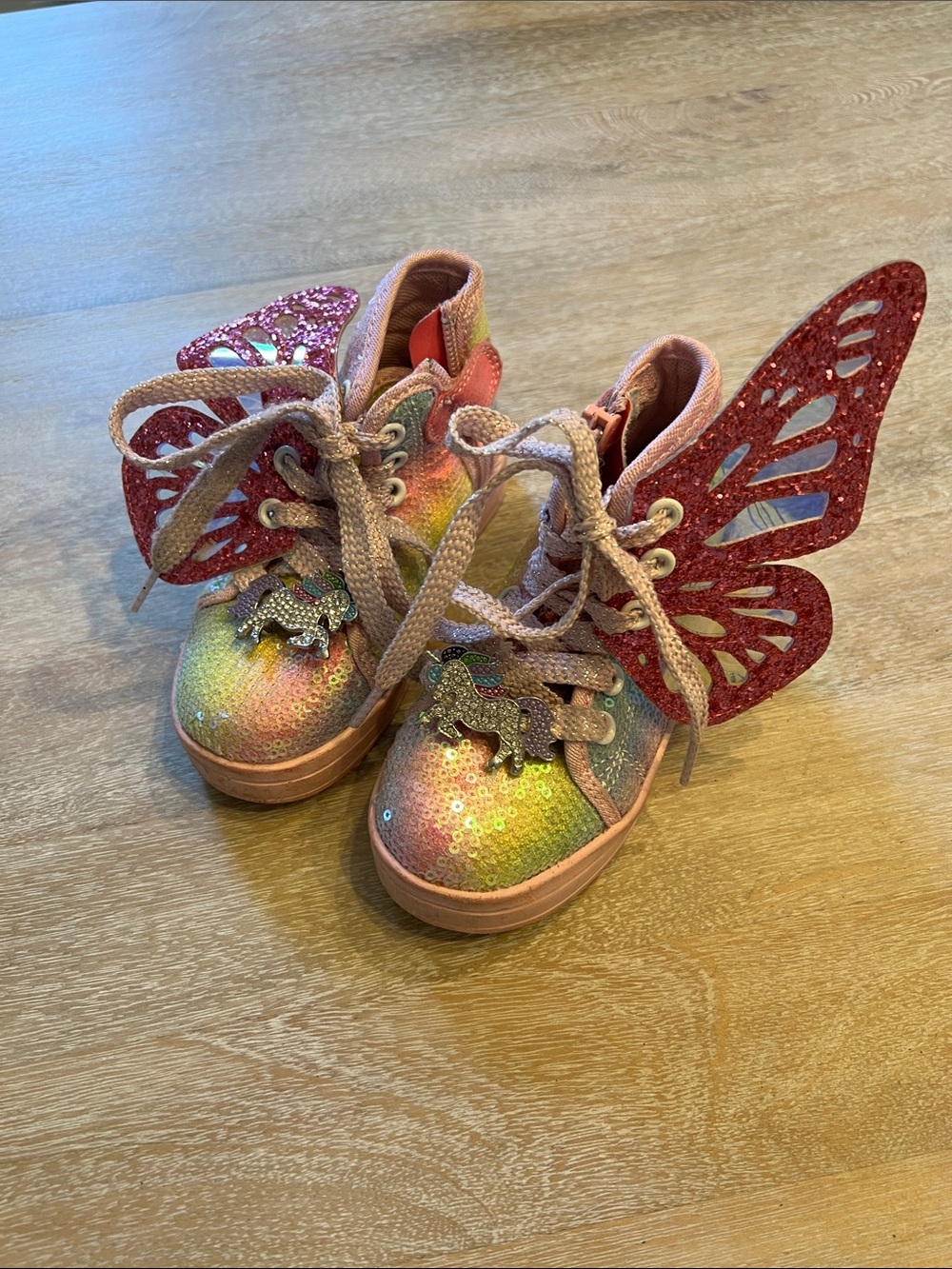 Lola and the boys girls sequin butterfly high tops size 8C VGUC